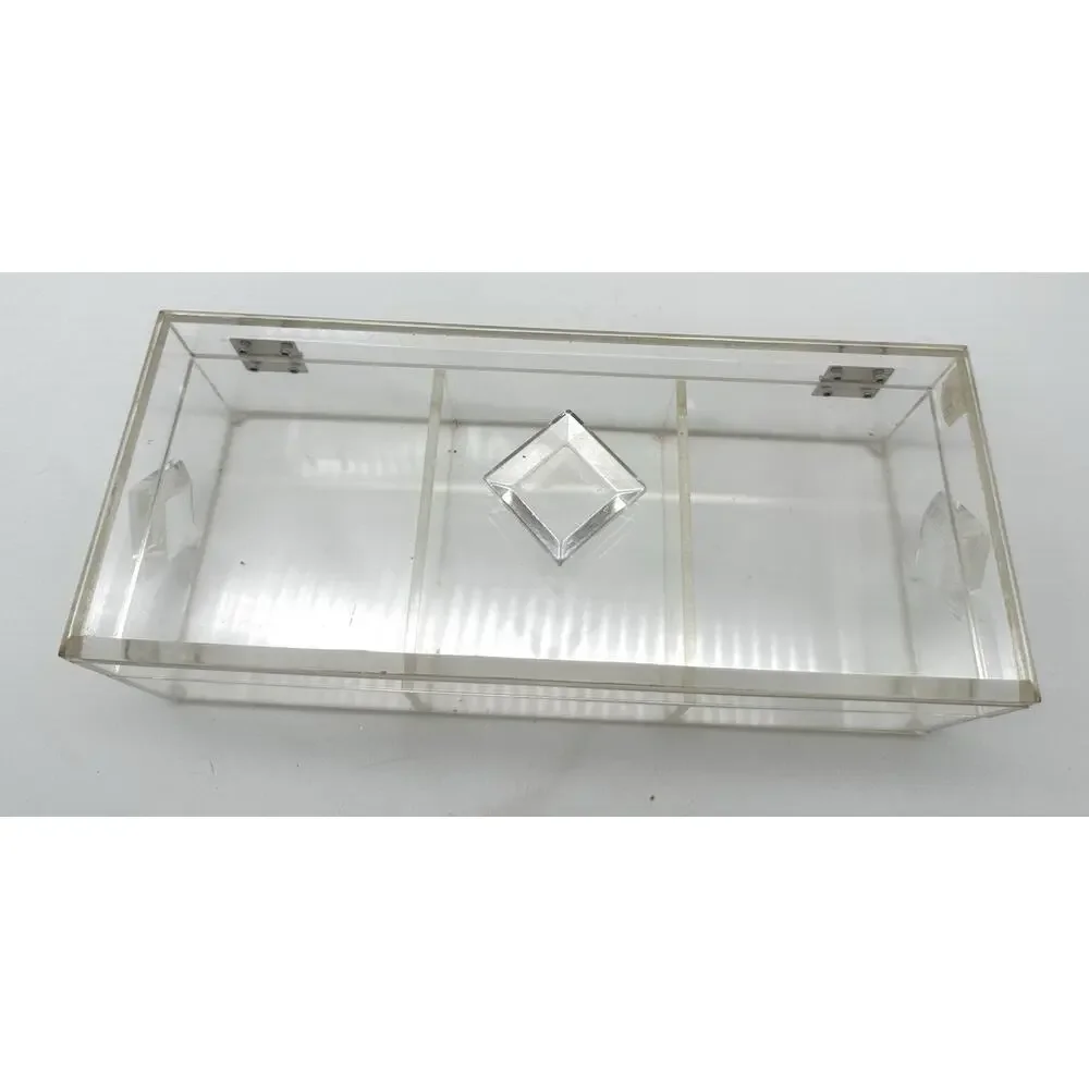 Vintage Lucite Acrylic Jewelry Box Divided Jewelry Organizer Heavy MCM